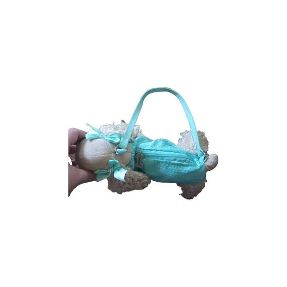 Poochie and Co Purse Poodle Blond Turquoise Zip with Strap - Picture 4 of 5